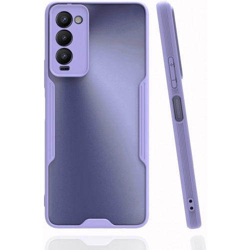 Tecno Camon 18T Kılıf Renkli Silikon Kamera Lens Korumalı Şeffaf Parfe Kapak - Lila
