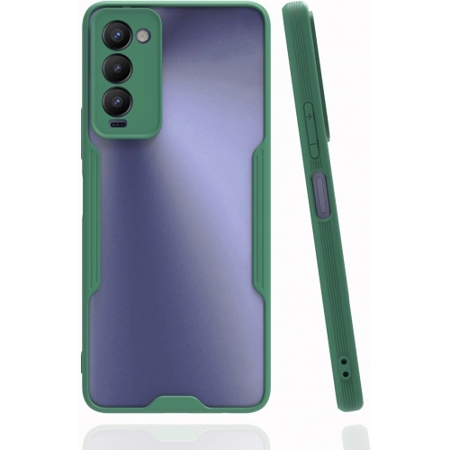Tecno Camon 18T Kılıf Renkli Silikon Kamera Lens Korumalı Şeffaf Parfe Kapak - Yeşil