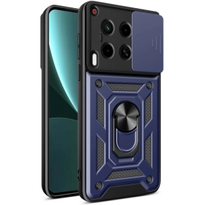 Tecno Camon 30 Kılıf Zırhlı Standlı Silikon Sürgülü Kamera Korumalı Tank Kapak - Mavi