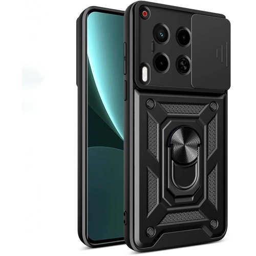 Tecno Camon 30 Kılıf Zırhlı Standlı Silikon Sürgülü Kamera Korumalı Tank Kapak - Mavi