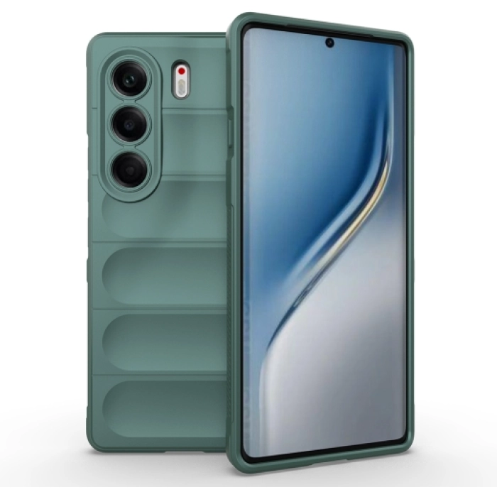 Tecno Camon 40 Pro Kılıf Esnek TPU Oyuklu Arka Yüzey Tasarımlı Zore Etnik Silikon Kapak - Koyu Yeşil