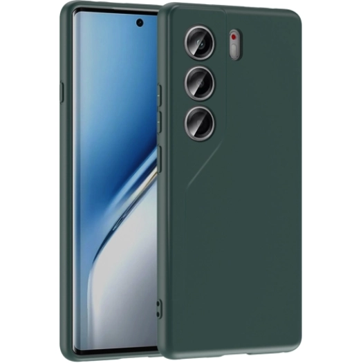 Tecno Camon 40 Pro Kılıf İçi Kadife Mat Mara Lansman Silikon Kapak  - Koyu Yeşil