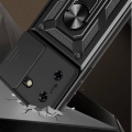 Tecno Pova 5 Kılıf Zırhlı Standlı Silikon Sürgülü Kamera Korumalı Tank Kapak - Siyah