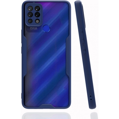 Tecno Pova Kılıf Renkli Silikon Kamera Lens Korumalı Şeffaf Parfe Kapak - Lacivert