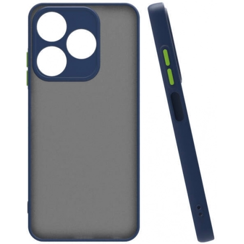 Tecno Spark 10 4G Kılıf Kamera Korumalı Arkası Şeffaf Mat Silikon Kapak - Lacivert