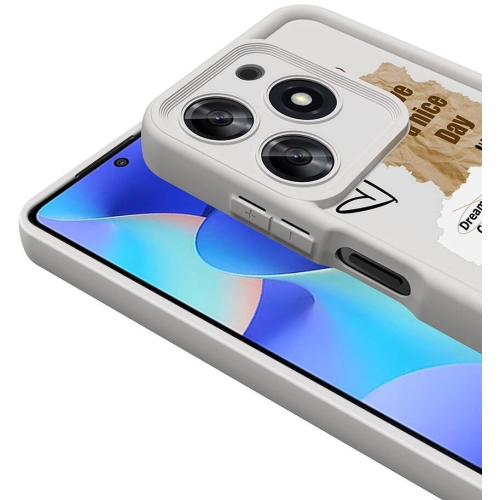 Tecno Spark 10 Pro Kılıf Kamera Korumalı Baskılı Arka Yüzey Klas Kapak - Beyaz