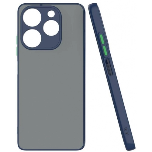 Tecno Spark 10 Pro Kılıf Kamera Korumalı Arkası Şeffaf Mat Silikon Kapak - Lacivert