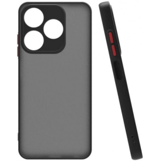 Tecno Spark 10C Kılıf Kamera Korumalı Arkası Şeffaf Mat Silikon Kapak - Siyah