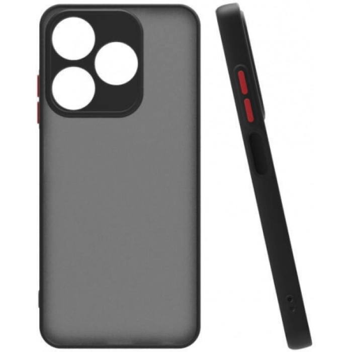 Tecno Spark 10C Kılıf Kamera Korumalı Arkası Şeffaf Mat Silikon Kapak - Siyah