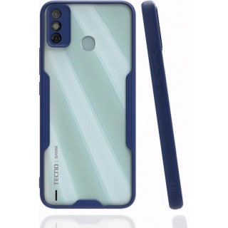 Tecno Spark 6 Go (KE5k) Kılıf Renkli Silikon Kamera Lens Korumalı Şeffaf Parfe Kapak - Lacivert