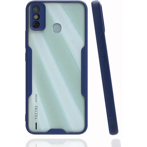 Tecno Spark 6 Go (KE5k) Kılıf Renkli Silikon Kamera Lens Korumalı Şeffaf Parfe Kapak - Lacivert