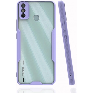 Tecno Spark 6 Go (KE5k) Kılıf Renkli Silikon Kamera Lens Korumalı Şeffaf Parfe Kapak - Lila