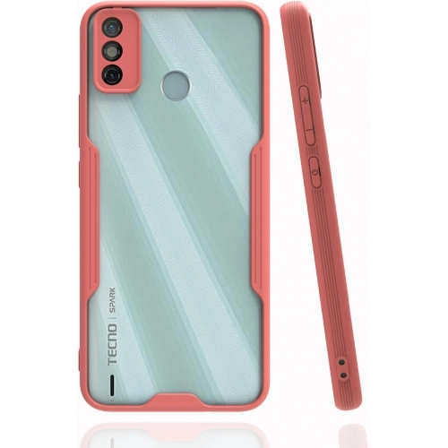 Tecno Spark 6 Go (KE5k) Kılıf Renkli Silikon Kamera Lens Korumalı Şeffaf Parfe Kapak - Pembe