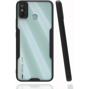 Tecno Spark 6 Go (KE5k) Kılıf Renkli Silikon Kamera Lens Korumalı Şeffaf Parfe Kapak - Siyah
