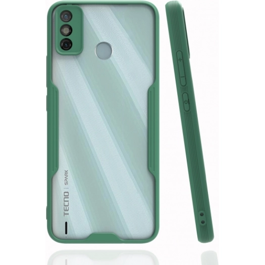 Tecno Spark 6 Go (KE5k) Kılıf Renkli Silikon Kamera Lens Korumalı Şeffaf Parfe Kapak - Yeşil