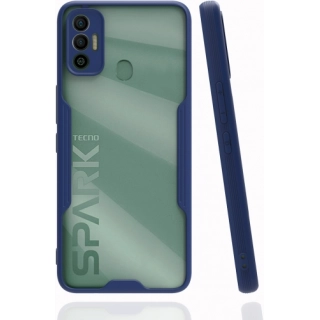 Tecno Spark 7 Kılıf Renkli Silikon Kamera Lens Korumalı Şeffaf Parfe Kapak - Lacivert
