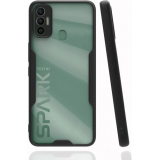 Tecno Spark 7 Kılıf Renkli Silikon Kamera Lens Korumalı Şeffaf Parfe Kapak - Siyah