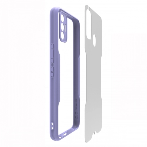 Tecno Spark 7T Kılıf Renkli Silikon Kamera Lens Korumalı Şeffaf Parfe Kapak - Kırmızı