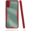 Tecno Spark 7T Kılıf Renkli Silikon Kamera Lens Korumalı Şeffaf Parfe Kapak - Kırmızı