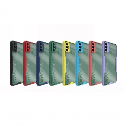 Tecno Spark 7T Kılıf Renkli Silikon Kamera Lens Korumalı Şeffaf Parfe Kapak - Lila