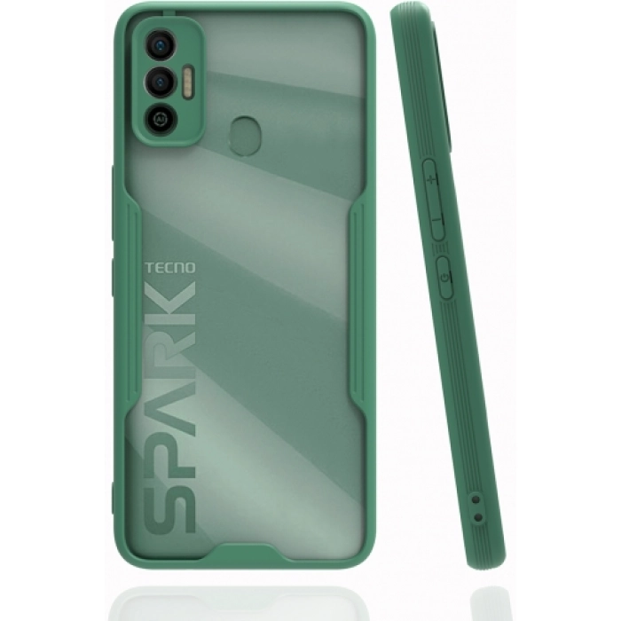 Tecno Spark 7T Kılıf Renkli Silikon Kamera Lens Korumalı Şeffaf Parfe Kapak - Yeşil