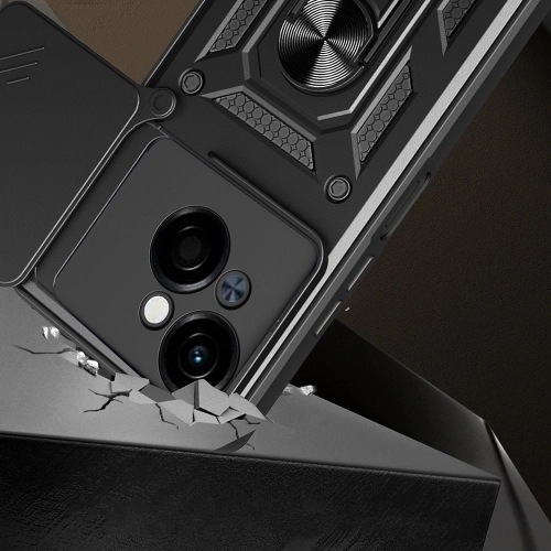 Tecno Spark Go 1 2025 Kılıf Zırhlı Standlı Silikon Sürgülü Kamera Korumalı Tank Kapak - Mavi