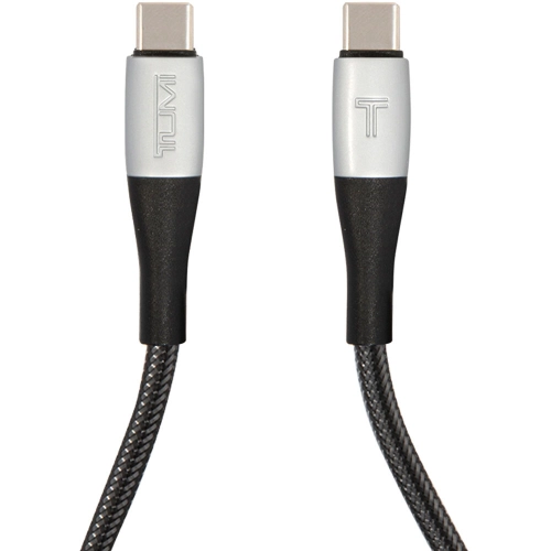 TUMI Hızlı Şarj Özellikli Naylon Örgü Tasarım Type-C To Type-C PD Kablo 1.5M - Siyah