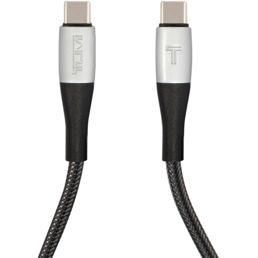TUMI Hızlı Şarj Özellikli Naylon Örgü Tasarım Type-C To Type-C PD Kablo 1.5M - Siyah