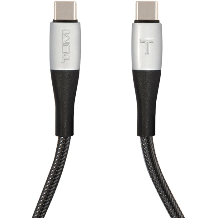 TUMI Hızlı Şarj Özellikli Naylon Örgü Tasarım Type-C To Type-C PD Kablo 1.5M - Siyah