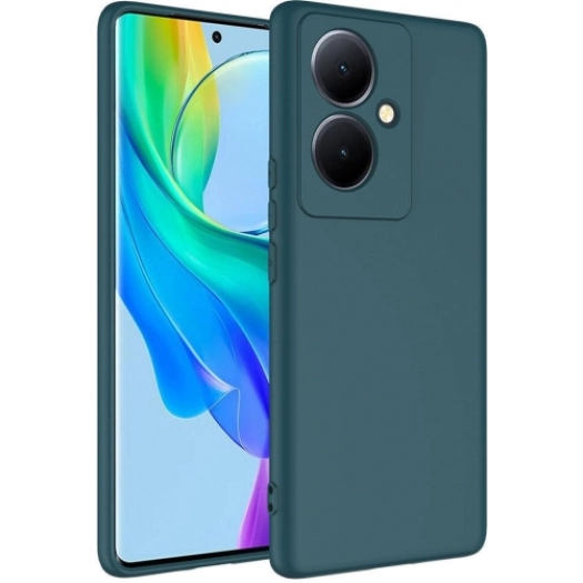 Vivo V29 Lite 5G Kılıf İçi Kadife Mat Mara Lansman Silikon Kapak  - Koyu Yeşil