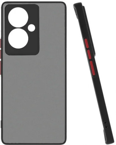 Vivo V29 Lite 5G Kılıf Kamera Korumalı Arkası Şeffaf Mat Silikon Kapak - Siyah