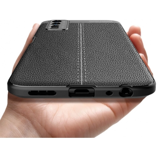 Vivo Y11s Kılıf Deri Görünümlü Lüks Parmak İzi Bırakmaz Niss Silikon Kapak - Siyah