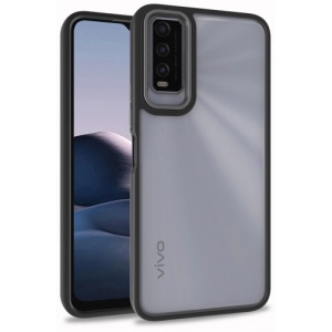 Vivo Y11s Kılıf Electro Silikon Renkli Flora Kapak - Siyah