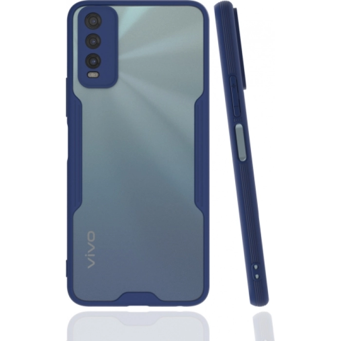 Vivo Y11s Kılıf Renkli Silikon Kamera Lens Korumalı Şeffaf Parfe Kapak - Lacivert