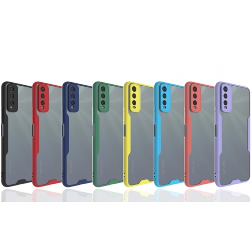 Vivo Y11s Kılıf Renkli Silikon Kamera Lens Korumalı Şeffaf Parfe Kapak - Lila