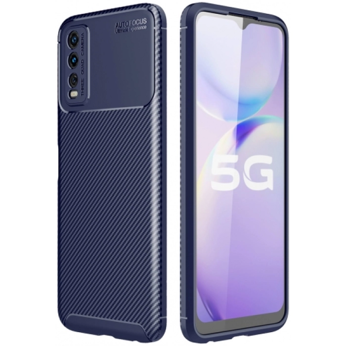 Vivo Y11s Kılıf Silikon Parmak İzi Bırakmayan Karbon Soft Negro Kapak - Lacivert