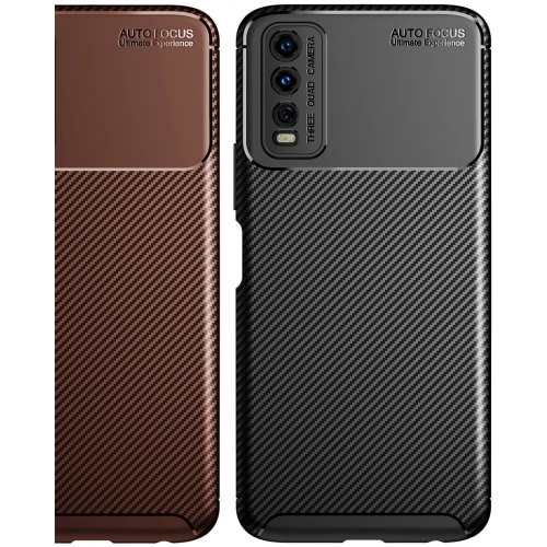 Vivo Y11s Kılıf Silikon Parmak İzi Bırakmayan Karbon Soft Negro Kapak - Siyah