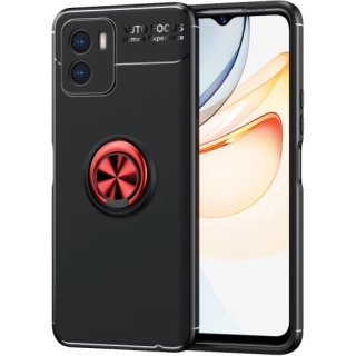 Vivo Y15s Kılıf Renkli Silikon Yüzüklü Standlı Auto Focus Ravel Kapak - Kırmızı