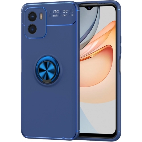 Vivo Y15s Kılıf Renkli Silikon Yüzüklü Standlı Auto Focus Ravel Kapak - Mavi
