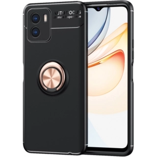 Vivo Y15s Kılıf Renkli Silikon Yüzüklü Standlı Auto Focus Ravel Kapak - Rose Gold