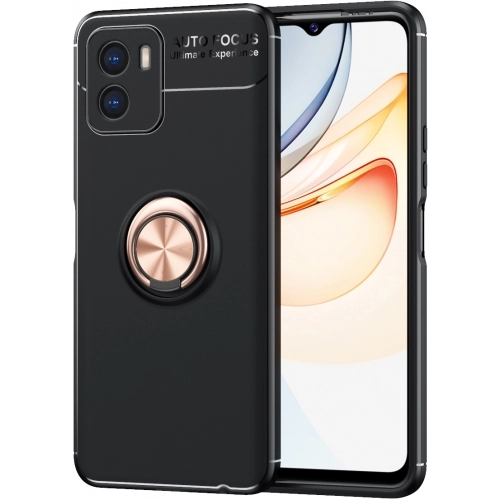 Vivo Y15s Kılıf Renkli Silikon Yüzüklü Standlı Auto Focus Ravel Kapak - Rose Gold