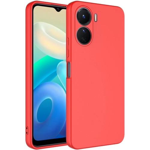 Vivo Y16 Kılıf İçi Kadife Mat Mara Lansman Silikon Kapak - Kırmızı