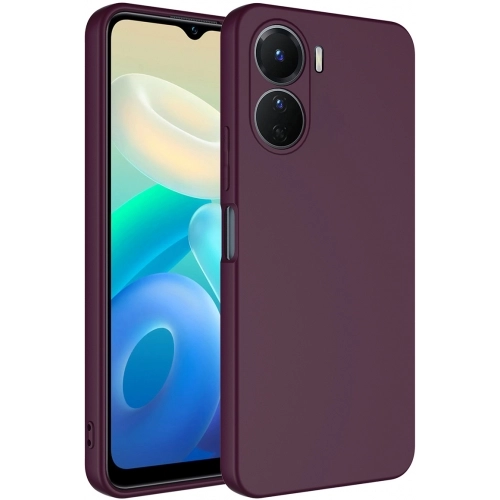 Vivo Y16 Kılıf İçi Kadife Mat Mara Lansman Silikon Kapak - Mürdüm