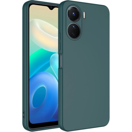 Vivo Y16 Kılıf İçi Kadife Mat Mara Lansman Silikon Kapak  - Yeşil