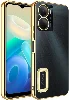 Vivo Y16 Kılıf Kamera Korumalı Silikon Logo Açık Omega Kapak - Gold