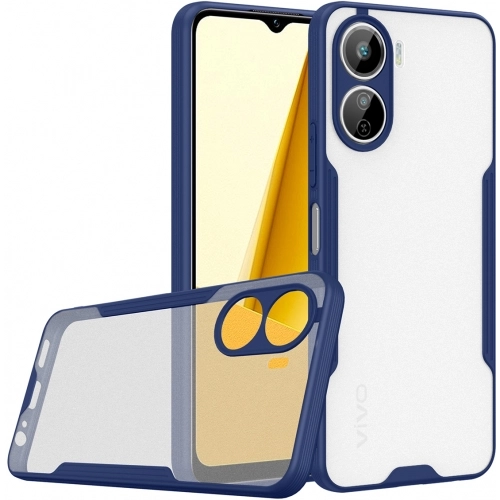 Vivo Y16 Kılıf Renkli Silikon Kamera Lens Korumalı Şeffaf Parfe Kapak - Lacivert