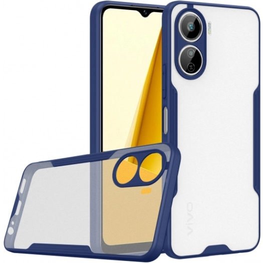 Vivo Y16 Kılıf Renkli Silikon Kamera Lens Korumalı Şeffaf Parfe Kapak - Lacivert