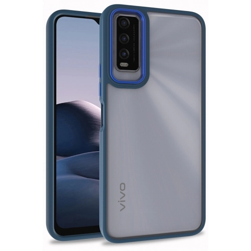Vivo Y20 Kılıf Electro Silikon Renkli Flora Kapak - Mavi