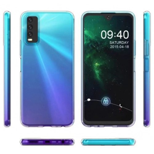 Vivo Y20 Kılıf Kamera Korumalı Esnek Silikon Kapak - Şeffaf