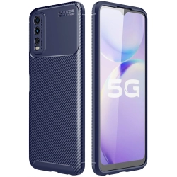 Vivo Y20 Kılıf Silikon Parmak İzi Bırakmayan Karbon Soft Negro Kapak - Lacivert